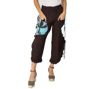 Brown Tie Dye  High Low Flared Ruffled Printed Pant